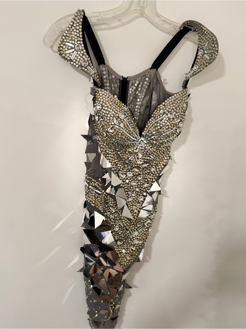 Women’s silver mirrored and diamond party dress